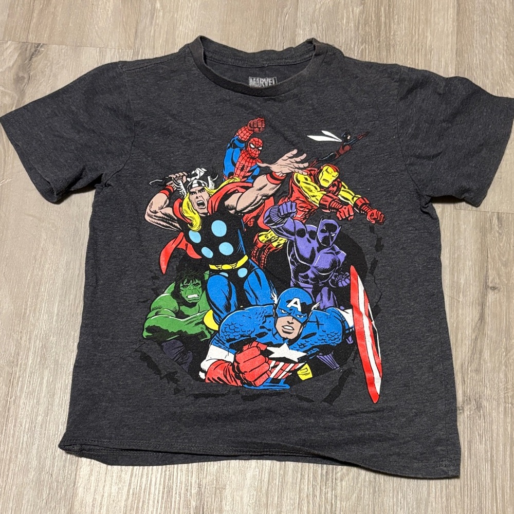Marvel Heroes Charcoal Tee‎ with Vibrant Print